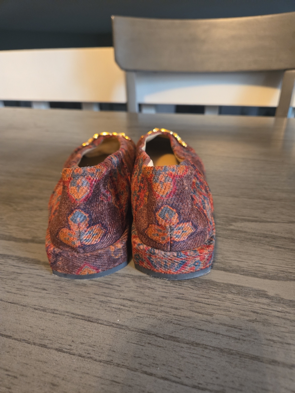 Sam Edelman Multicolor Orange-Red Patterned Chain Trim Ballet Flats - Picture 5 of 5